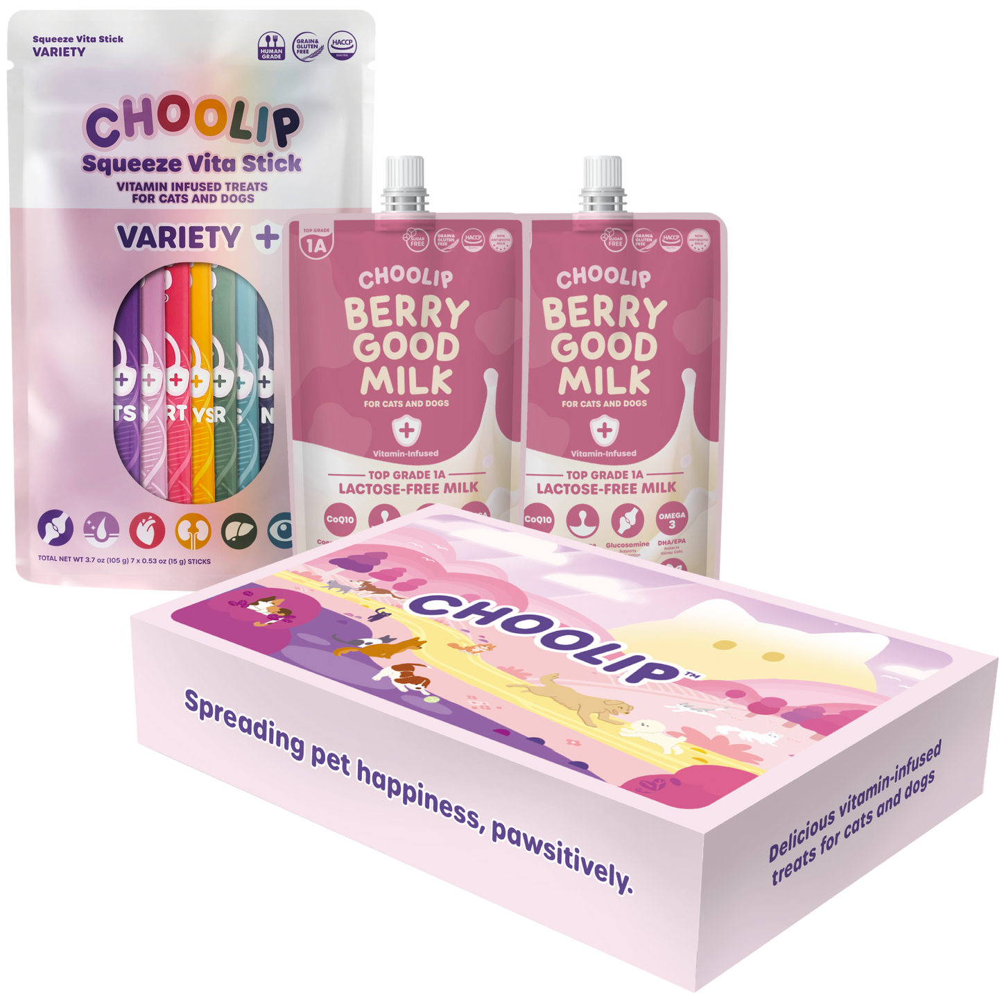 Choolip Treat Box - Variety Pouch & Hydration Milk