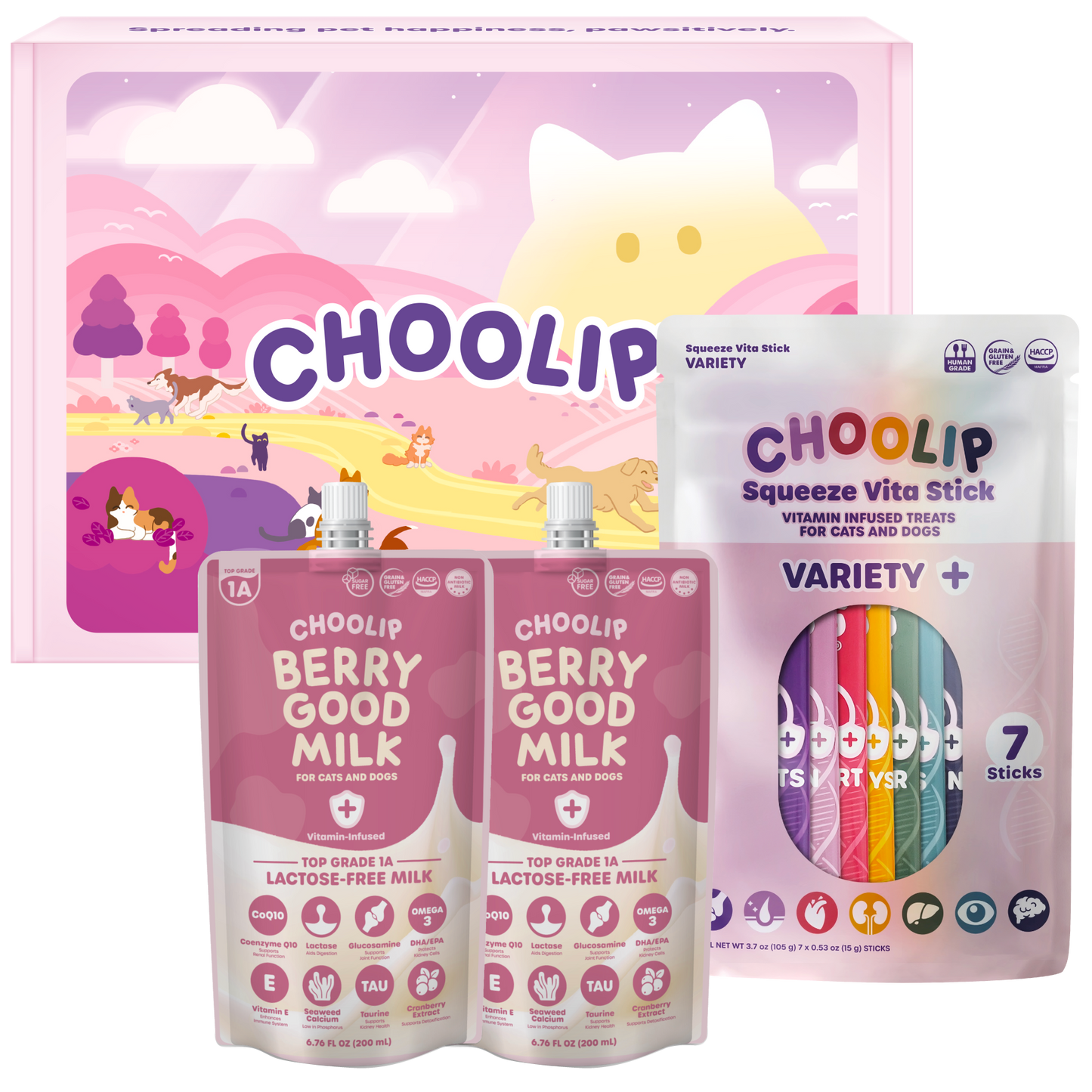 Choolip Treat Box - Variety Pouch & Hydration Milk