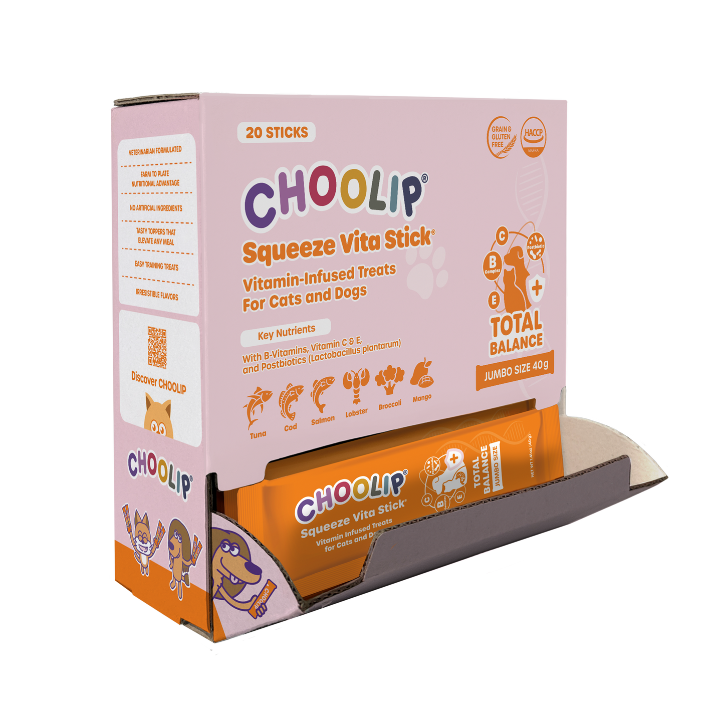 Choolip Squeeze Vita Stick packaging for cats and dogs on a white background