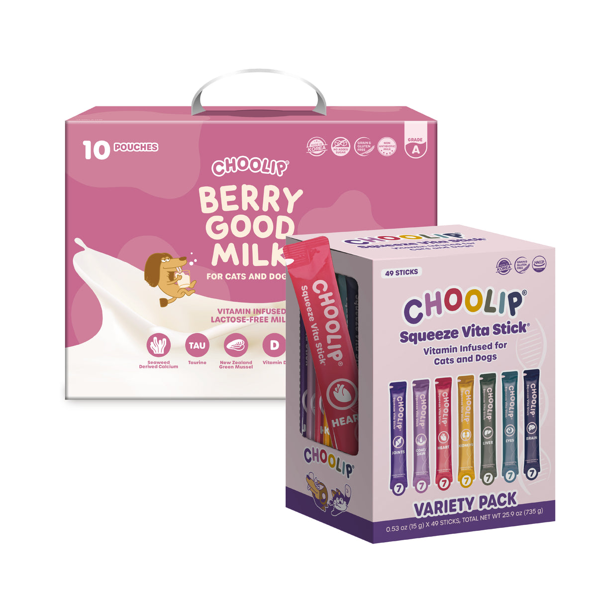 Variety sticks and Berry Good Milk boxes