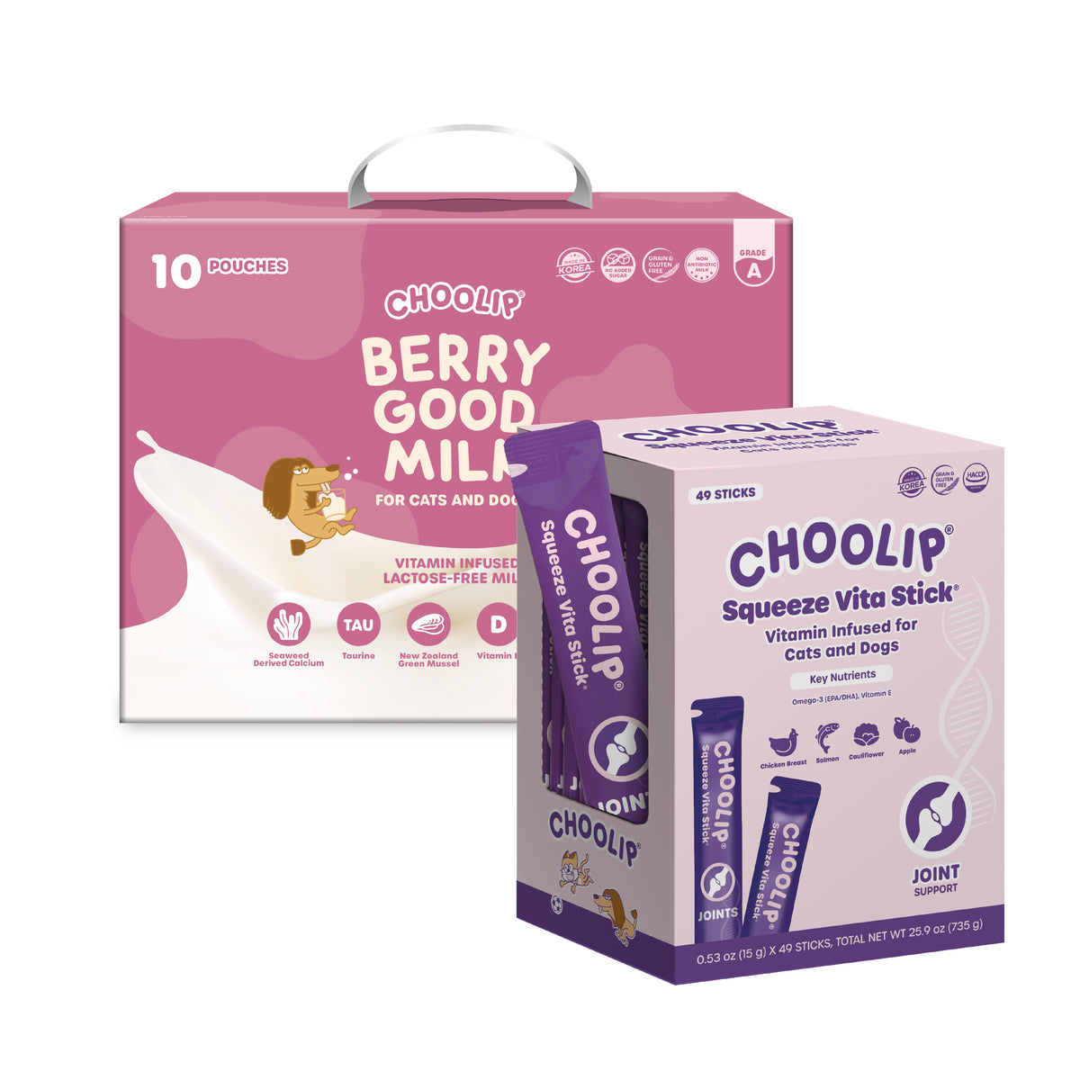Joints sticks and Berry Good Milk boxes
