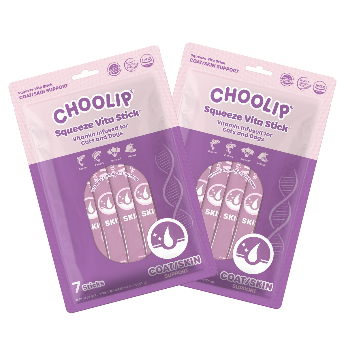 Coat/Skin Squeeze Vita Stick pouches, two